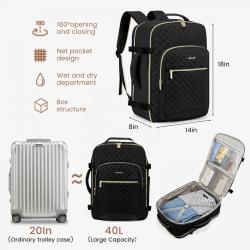 LOVEVOOK 40l quilted expandable carry on flight approved travel backpack 17in laptop travel luggage duffel Daypack for women men
