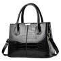 2024 New Fashionable Women's Large Capacity Bright Leather Handbag with Portable Stone Grain Shoulder Messenger Bag