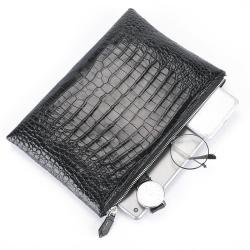 Custom Luxury Casual Unisex Designer Branded Genuine Crocodile Skin Leather Envelope Clutch Pochette Bag With Wristlet For Men