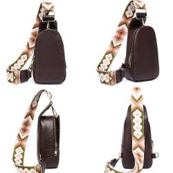 ZF226 Women's Messenger Bags Vintage PU Waist Bag Ethnic Style Shoulder Bag Waterproof Wear-resistant