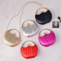 Factory direct half round party bags wedding shiny glitter gold clutch evening bags