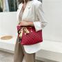 Big Capacity Designs Silk Scarf Lattice Bow Knot Diamond Chain Women's One Shoulder Tote Bag Luxury Ladies Purses and Handbags