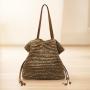 2024 New drawstring hook woven shoulder crossbody woven women's bag large capacity straw woven bags for ladies