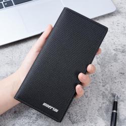 2024 New men's wallet fashion plaid horizontal soft leather men's short wallet large capacity multi-card purse