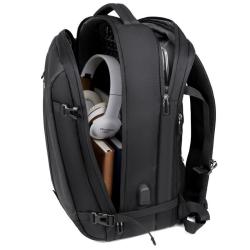 Unisex 17-Inch Large Capacity Travel Backpack Expanded Nylon Computer Bag with USB and Zipper Closure Waterproof Custom Logo