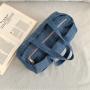Blue Large Capacity Travel Bag Lightweight Canvas Cylinder Outdoor Weekender Bag Denim Fabric Sport Gym Bag For Women