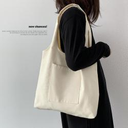 Large Capacity Solid Color White Handbag Canvas Tote Shopping Bag Casual Cloth shoulder cotton bag For Girls Ladies