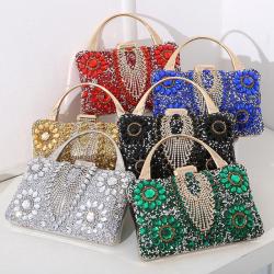 Luxury New Trendy Fashion Indian Rhinestone Evening Clutch Bag Wedding Bride Sling Bag Banquet Party Handbag For Ladies