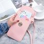 Factory direct lock buckle crossbody bag pu leather touch screen mobile phone wallet women female retro student small money clip