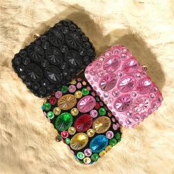 Custom New Handmade Double Sided Water Diamond Beaded Party Women's Handbag clutch bags elegant evening bags