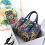 women handbag fashion purse and hand bag ladies quality PU leather printing designer female bag set of two casual tote bag 33 CM
