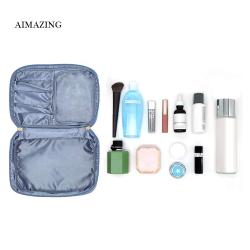 Multifunctional Travel Skincare Organizer Mesh Cosmetic Pouch Make Up Bags Velvet Cosmetic Bag Blue Velvet Makeup Case
