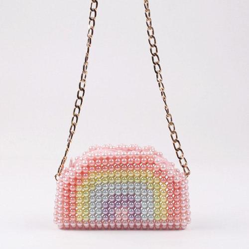 Custom Mini Pearl Rainbow Headset Chain Bag 2023 New Diy Beaded Hand Bag Fashion Pearl Messenger Bag