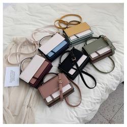 Leisure Women's Bag 2023 Korean Version New Color Contrast Women's Bag Fashion Small Thread Zipper Square Shoulder Bag