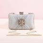 Wholesale golden ladies crossbody chain shoulder bag handbags glitter clutch bag women clutches flower evening bags pochette femme
