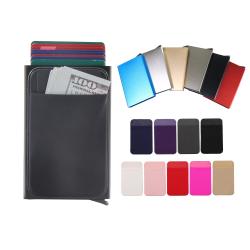 Stock metal RFID wallet automatic pop up aluminum slim card holder case with stick card holder