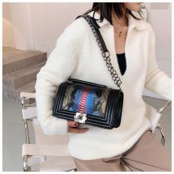 leather crossbody bags for women Serpentine Handbags New Gradient Small Square Zipper Bag Luxury Female Diamond lattice Handbag