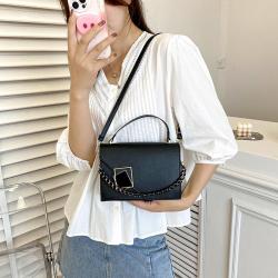 ZR287 Textured Handheld Women's New Contrast Color Fashion Chain Small Square Bag Westernized One Shoulder Crossbody Bag