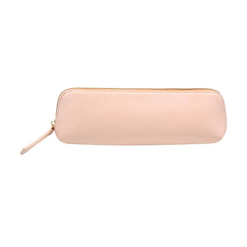 PU Leather Pencil Cosmetic Case Metal Zipper Makeup Pouch