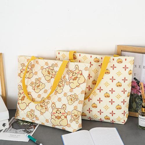 2024 New Large Capacity Versatile One Shoulder Shopping Bag Striped Cartoon Student Female Tote Bag