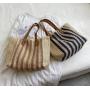 ZWY341 Wholesale Striped Woven Ladies Shoulder Bag Leather Shoulder Strap Straw Bag Daily Vacation Shopping Work Beach Bag