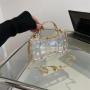 Summer bags metal chain shoulder bag purse bow shape transparent candy acrylic evening clutch bag handbag for ladies