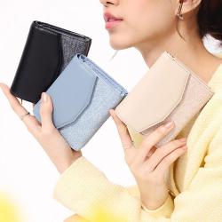 2024 Hot Selling European Style Customized Colors PU Leather Purse Cute Denim Pattern Zipper Wallet Button Wallet For Girls