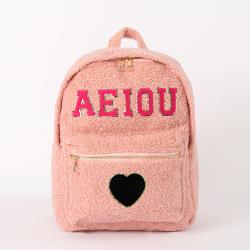 Keymay Teddy Plush Bag Personalized Trend School Bags Outdoor Casual Travel Daypack Fuzzy Fleece Sherpa Winter Backpack