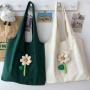 New Women's Shoulder Bag Fresh Flowers Cartoon Pattern Canvas Bag for Shopping