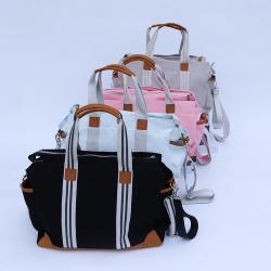 Keymay Wholesale Stock 4 Colors Canvas Mommy Diaper Bag Tote Large Capacity Outdoor Travel Custom Designer Baby Diaper Bag