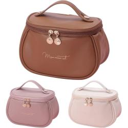 Custom Logo Makeup Brush Bag Waterproof PU Leather Toiletry Pouch Women Travel Beauty Tool Storage Bag