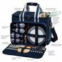 Custom 4 Person Family Outdoor Camping Bag Cooler Compartment with Detachable Bottle Wine Holder Picnic Set BBQ Tote Bag