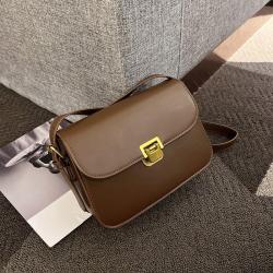 Korean Style Shoulder Bag Trendy Small Square Leather Bag Pure Color Handbag For Women