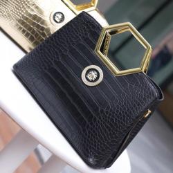 Ladysky 2024 fashion handbags women special metal handle ladies shoulder bag quality crocodile female hand bags supplier 29 cm