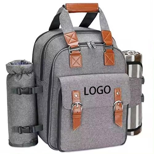 Customized Food Carrier Insulated Leakproof Cooler Picnic Backpack For 4 Person With Blanket Picnic Basket Set for Travel