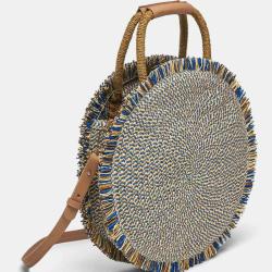 Wholesale 2024 Fashion leather fringe straw woven round bag Beach Bags Women's handbag shoulder Bag