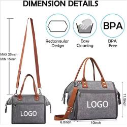 Custom Design Printed Gray Dual Deck Insulated Thermal Lunch Bag Multi functional Outdoor Soft Shoulder Cooler Bag