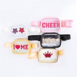 Keymay New Design RTS Stock 5 Colors Fashion Gold Zipper Girls Clear Pvc Waist Bag Waterproof Fanny Pack Stadium Clear Belt Bag