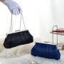 ZWY338 Wholesale New Ladies Elegant Evening Bag Satin Glossy Pleated Clutch Bag Rhinestone Luxury Banquet Party Bag with Chain