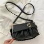 Solid Color  Korean Women's Shoulder Bag 2022 Messenger Knitted Handle PU Ladies Bag Women's Fashion Versatile Bucket Bag