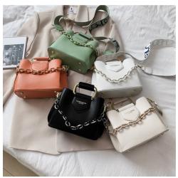 New Fashionable Woman Bag Custom Soft PU Leather Tote Square Cross Body Bag  Hand Carry Commuting Bucket Bag