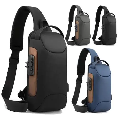 WTB029 New Fashion Waterproof Chest Bag USB Men Crossbody Sling Bag Men Crossbody Shoulder Bag with USB Luxury
