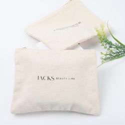 Wholesale Zipper Makeup Bag Eco-Friendly Cotton Canvas  Accessory Pouch Double Sided Cosmetic Bag