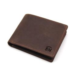 Premium crazy horse leather purse compact custom rfid genuine cowhide leather designer mens travel wallet