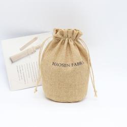 Free Sample Round Bottom Drawstring Jute Burlap Candle Wine Gift Packaging Pouch Custom Logo Perfume Cosmetic Bags