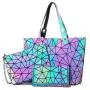 LOVEVOOK Brand  Reflection Purses shoulder bags wallet 3 pieces Set Ladies Geometric Luminous Bag geometric women Handbags