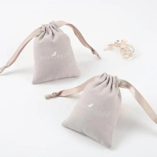 Wholesale Small Cotton Linen Gift Cosmetic Bag Drawstring Cotton Muslin Dust Cosmetic Pouch