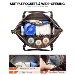 LOVEVOOK OEM Large Waterproof Quilted Travel Mommy Bag for Hospital with Pacifier Holder and Changing Pad Baby Diaper Tote Bags