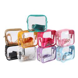 Custom Fashion PU & PVC Girls Game Sports Events Stadium Approved Transparent Purse Small Messenger Bag Clear Crossbody Handbag