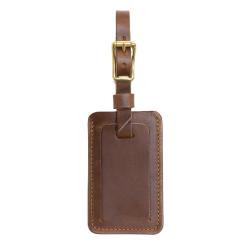 Wholesale custom handcrafted full grain leather luggage tag with adjustable strap
